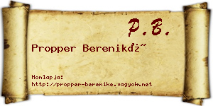Propper Bereniké névjegykártya